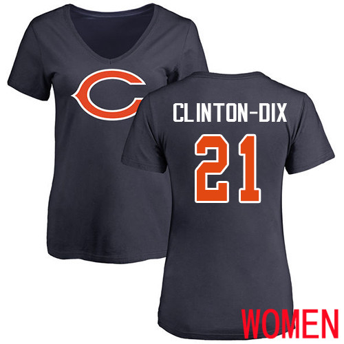 Chicago Bears Navy Blue Women Ha Ha Clinton-Dix Name and Number Logo NFL Football #21 T Shirt->nfl t-shirts->Sports Accessory